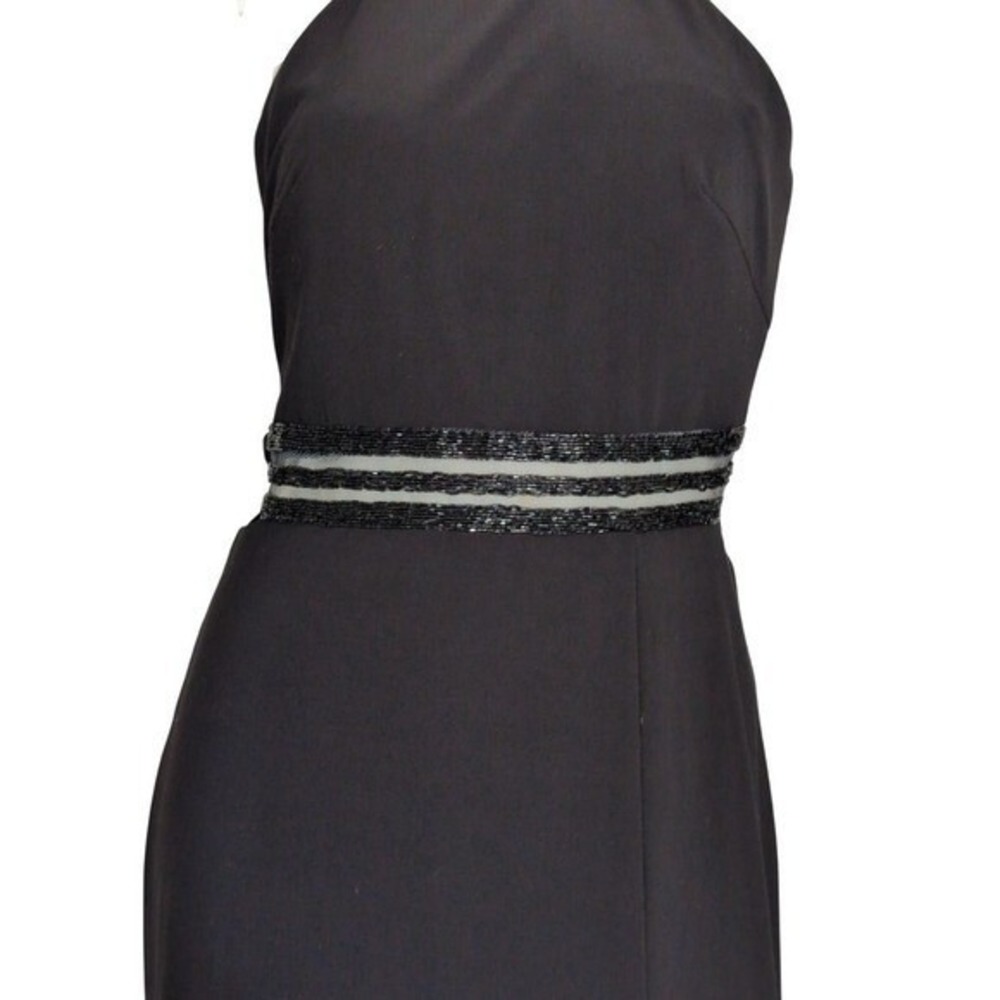 Morgan Co Open Corset Back Prom Dress 6 Halter Evening Gown Bead Elegant Glam - Picture 7 of 9